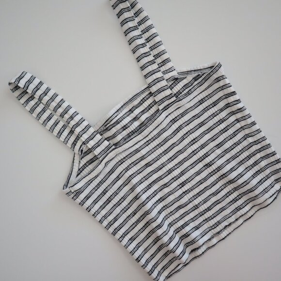 American Eagle Ribbed Square Neck Striped Tank Top | S - Picture 5 of 6